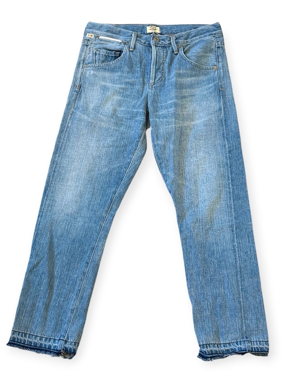 Citizens of Humanity Emerson Crop Slim Boyfriend Jeans Sz 24 Mid Rise Iight Wash